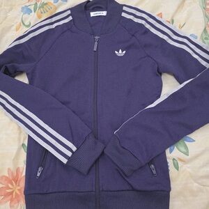 adidas Originals Purple Track Jacket with Silver Three-Stripes